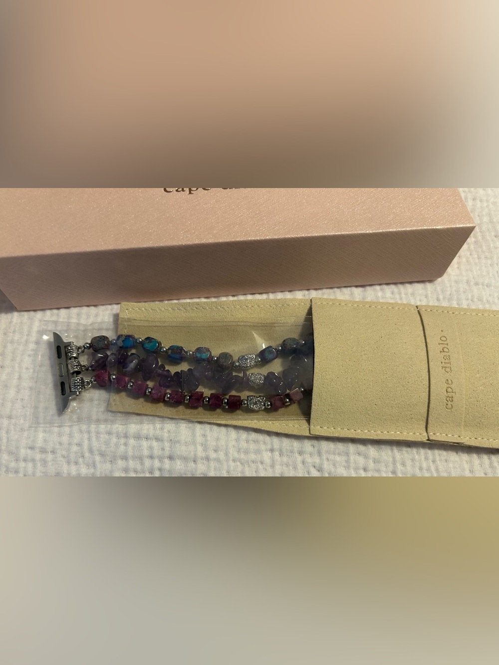 CAPE DIABLO Royal Amethyst Stretch Apple Watch Strap, S New In Box